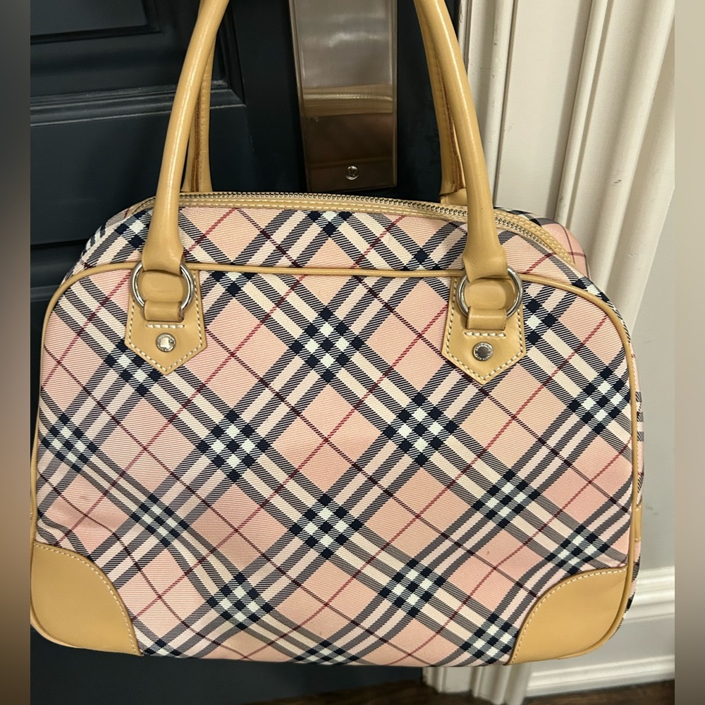 Authentic Burberry Pink and Black Check Shoulder Bag